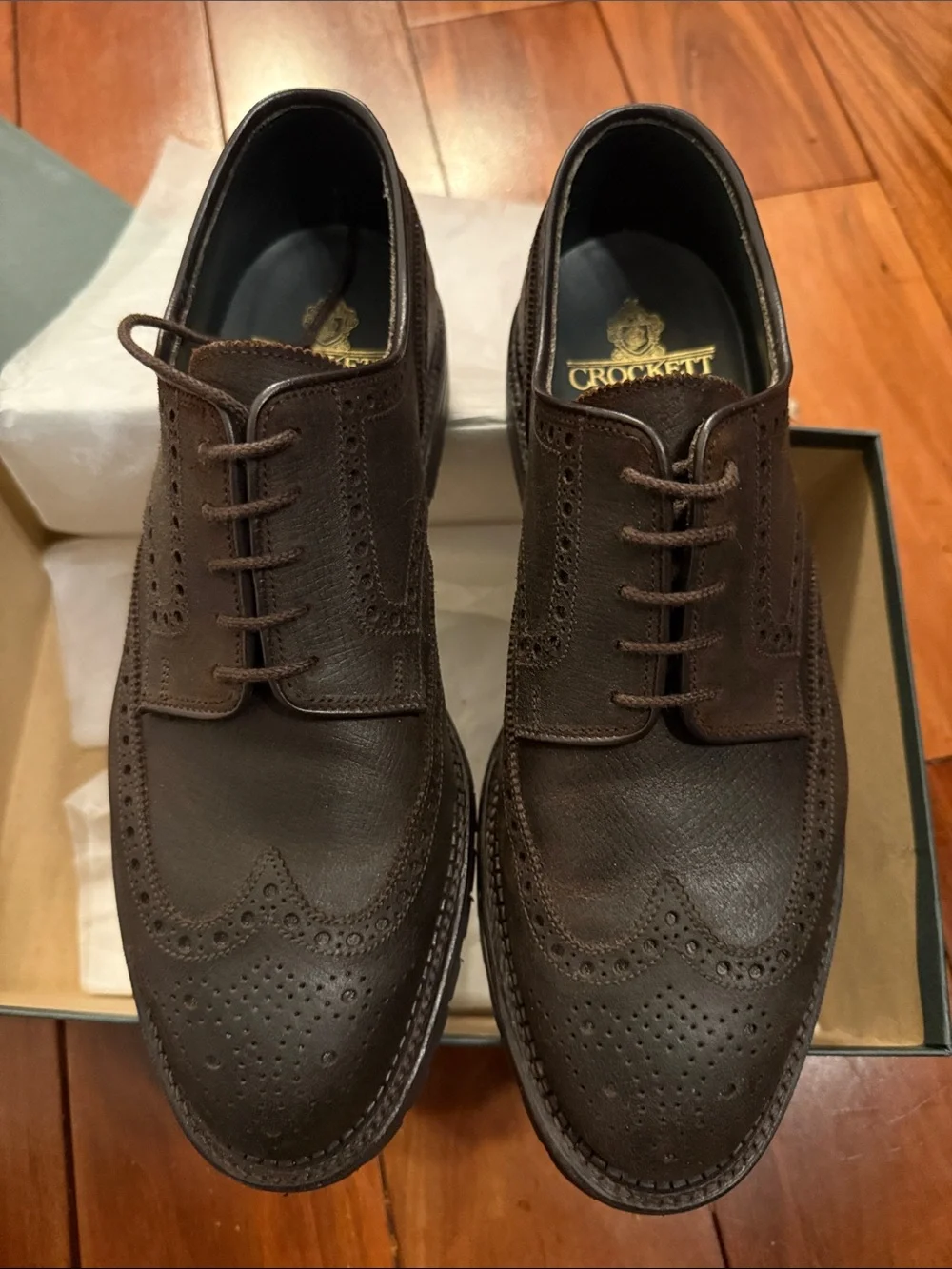 Crockett and Jones Pembroke US10 UK9E Brown Hatch Roughout Suede Men’s Bluchers